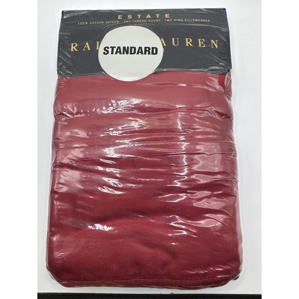 Ralph Lauren Home Estate Burgundy 280 TC Cotton Sateen King Pillowcase Set 2pk